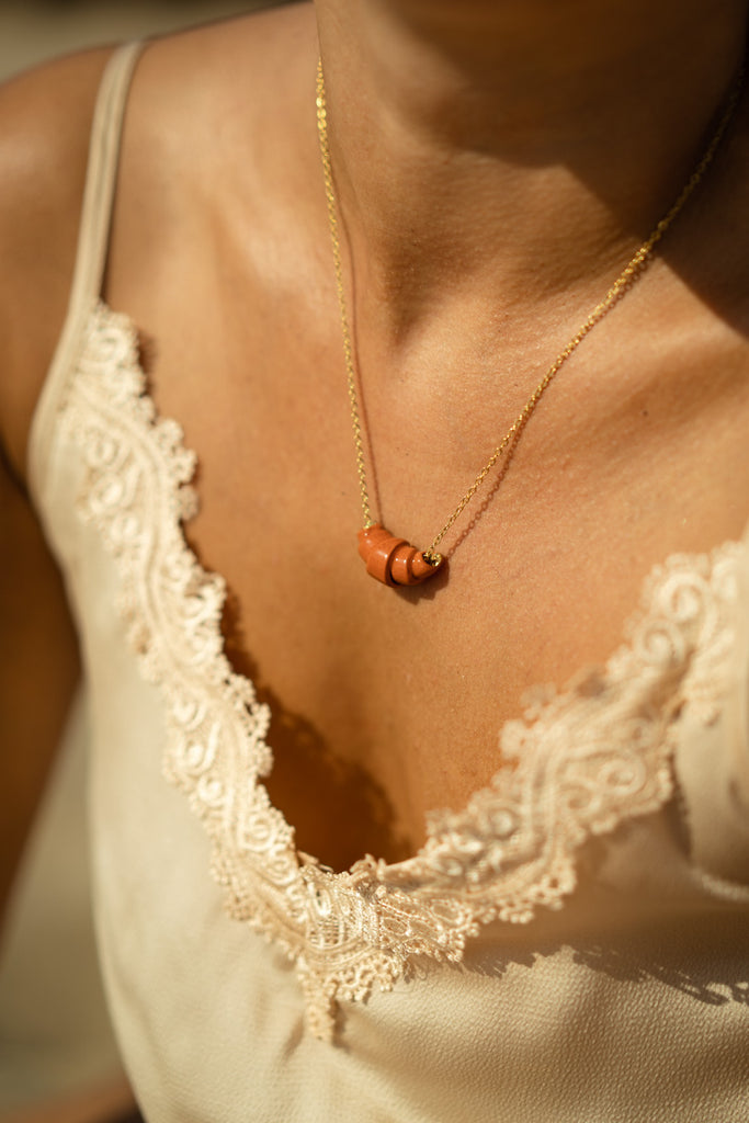 Croissant necklace terracotta