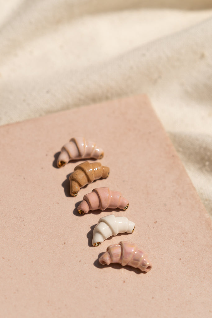 croissant necklace pearly pink